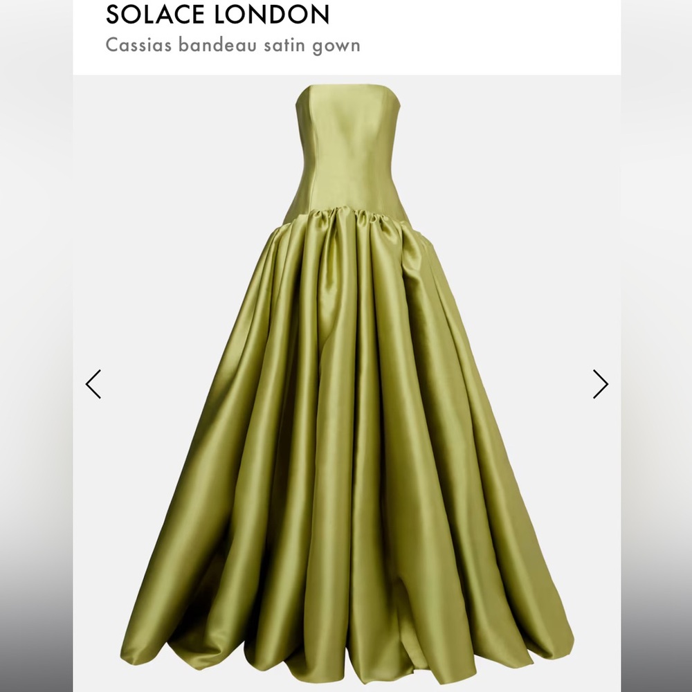 SOLACE LONDON CASSIAS SATIN GOWN PEAR GREEN